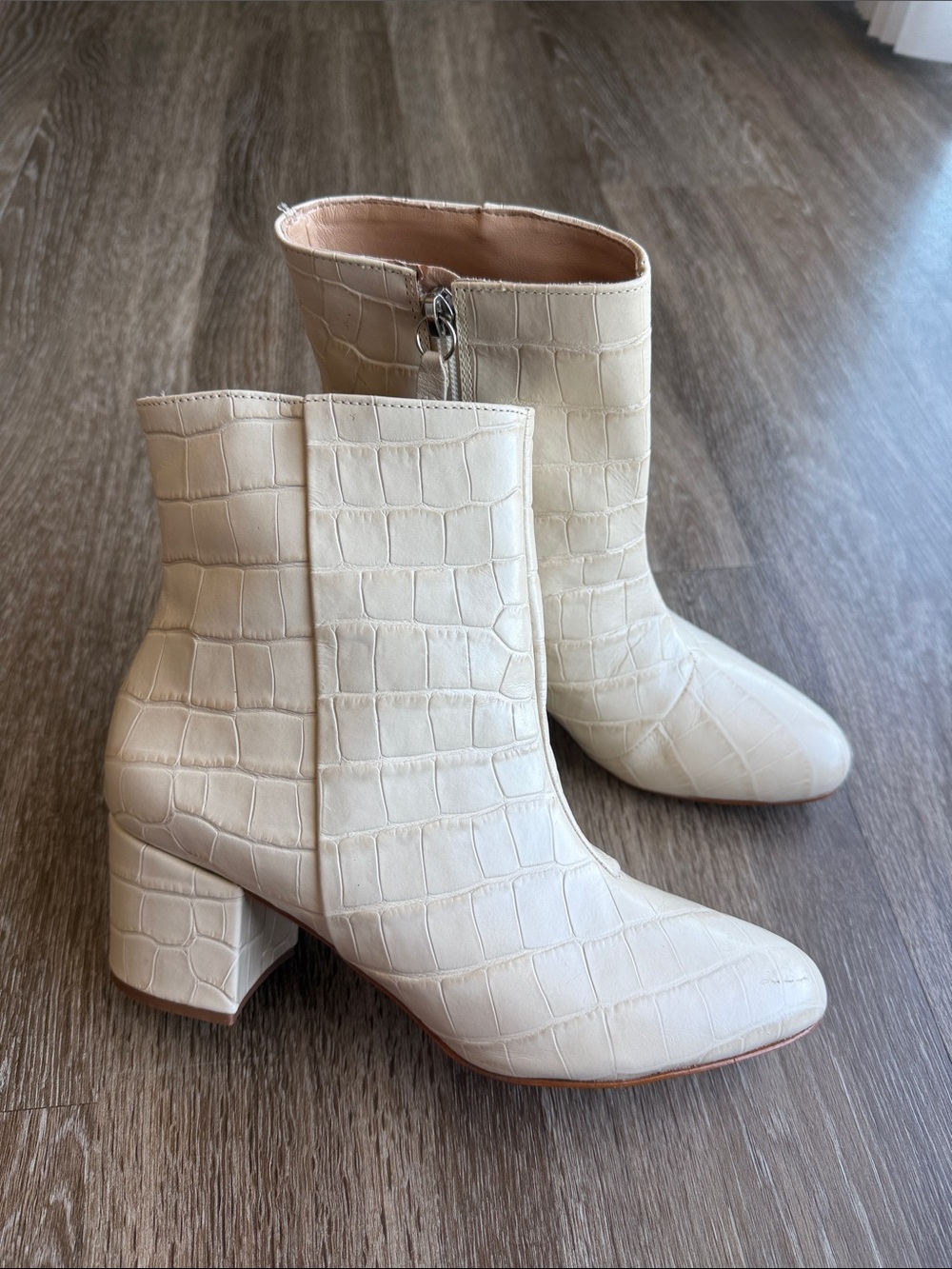 Schultz Leather Croco Ankle Boots